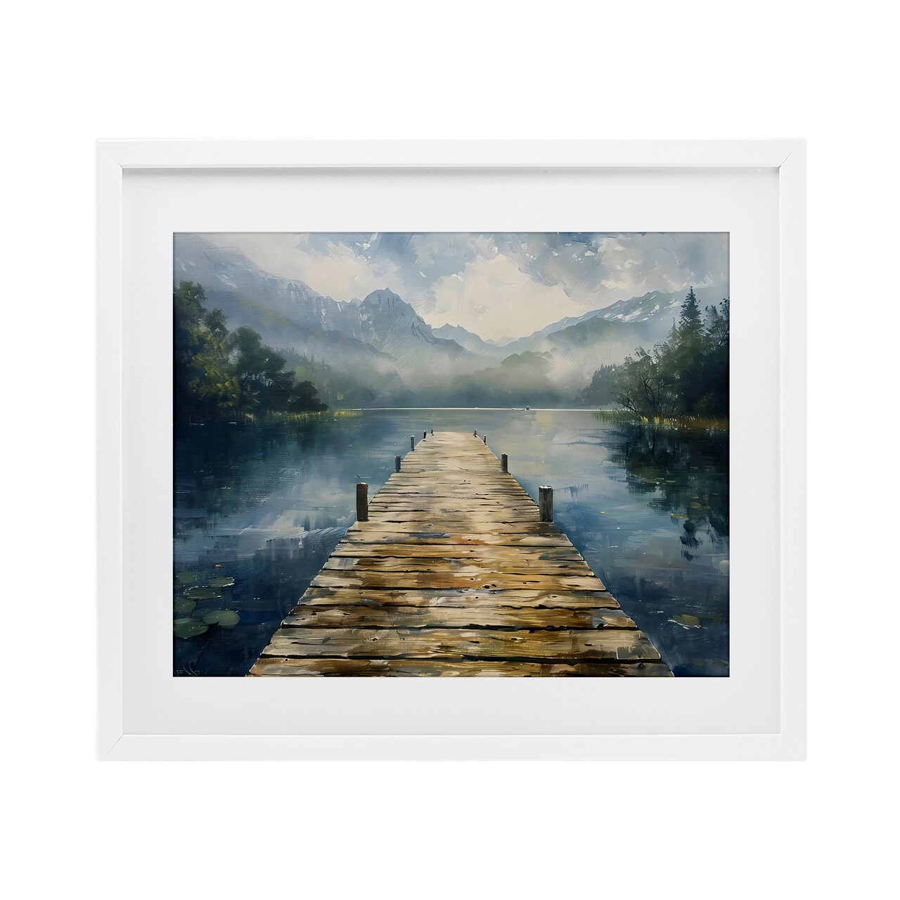 Stupell Industries Wooden Dock Over Lake Framed Print Under Glass, design by LSR Creative Studio
